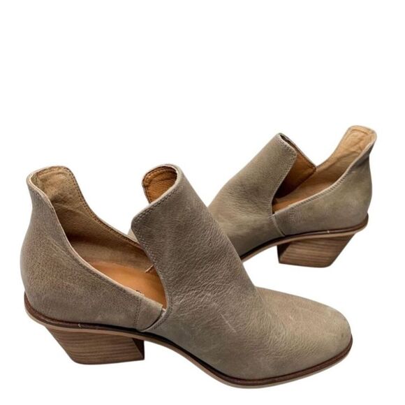 Lucky Brand Boots Size‎ 8.5 Tan Leather Block Heel Pull On Style Ankle Booties - Picture 5 of 12